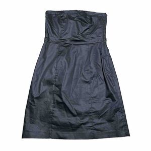 H&M Women's Strapless‎ Cocktail Dress Black Cotton Stretch Short Side Zip Sz 8